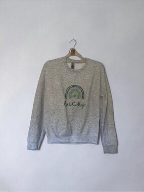 Lucky Hand Embroidered Grey Sweatshirt